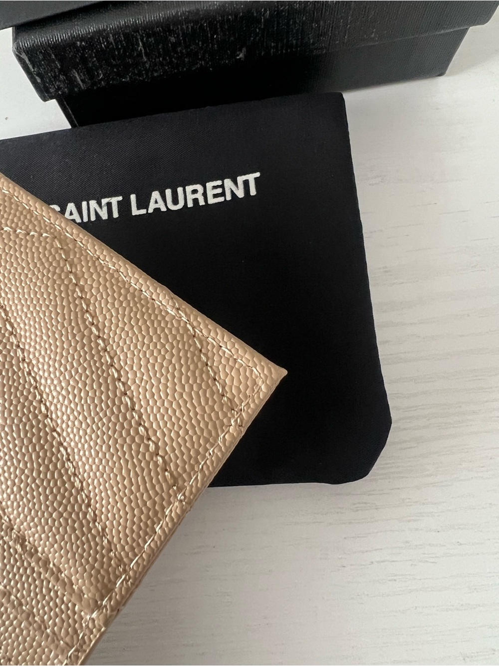 Saint Laurent Beige Leather YSL Logo Card Case - Picture 10 of 11